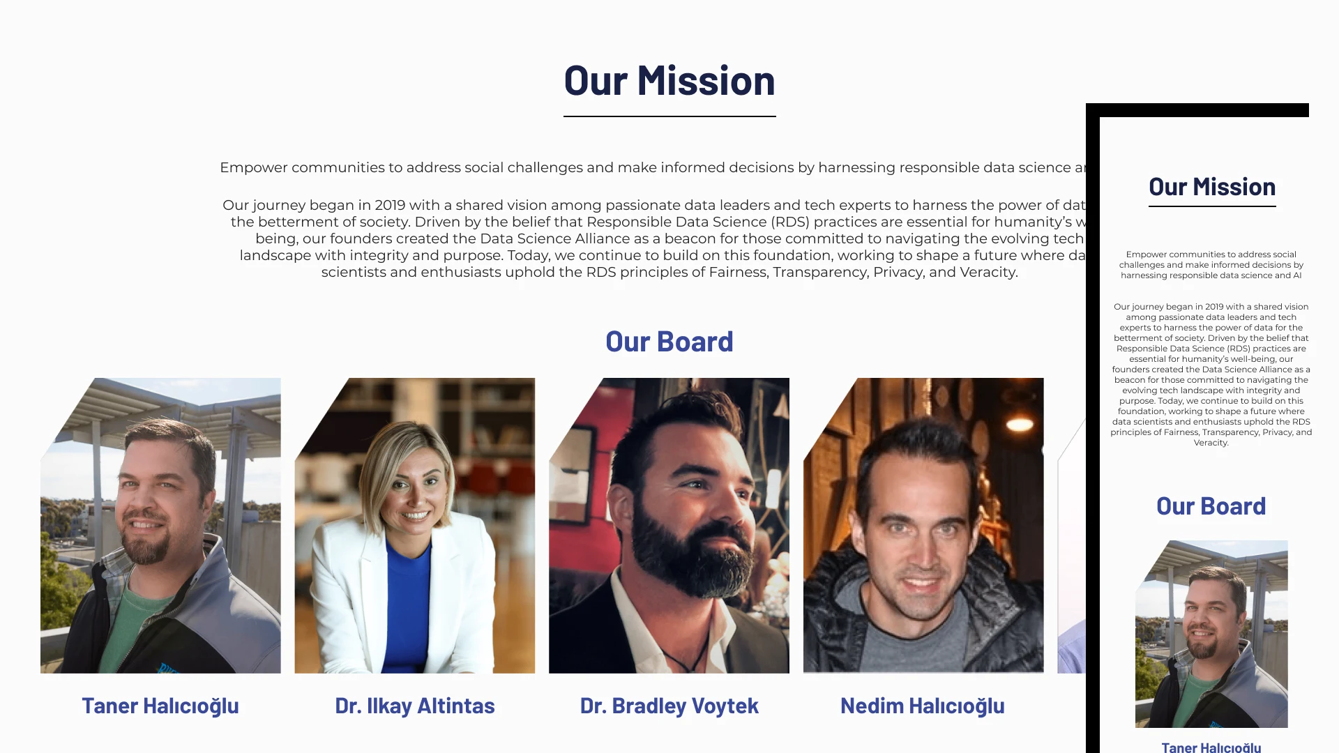 DSA non-profit website mission page screenshot